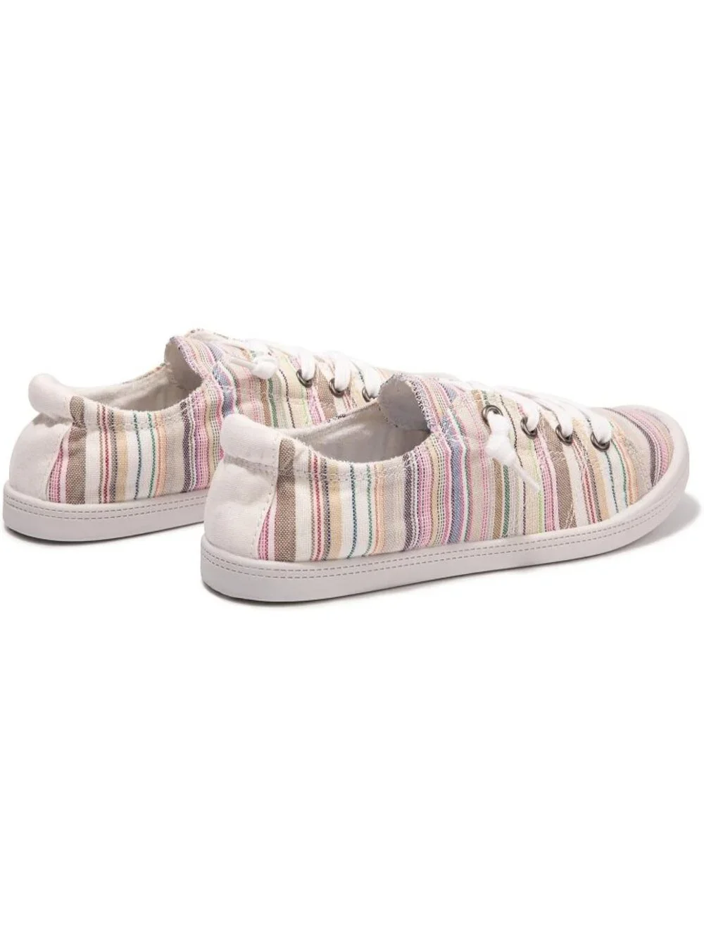 Womens Color Stripe Tennis Shoes Classic Canvas Low Top Athletic Running Sneaker